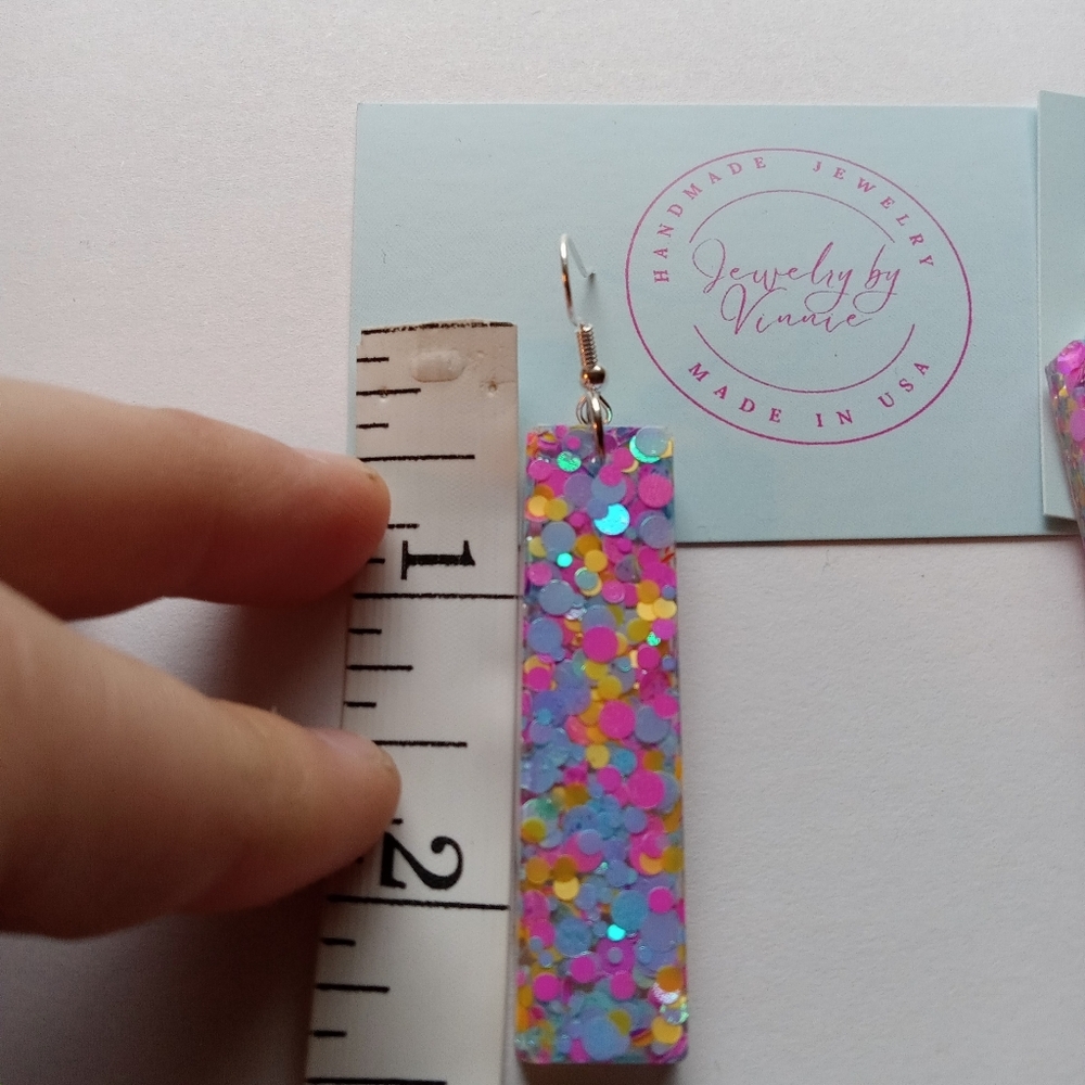 Hand Crafted Multicolor Confetti Earrings - Picture 5 of 5